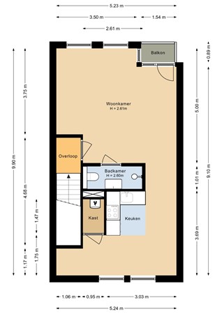 Floorplan - Jutfaseweg 219H, 3522 HS Utrecht